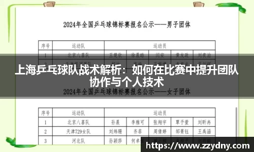 上海乒乓球队战术解析：如何在比赛中提升团队协作与个人技术